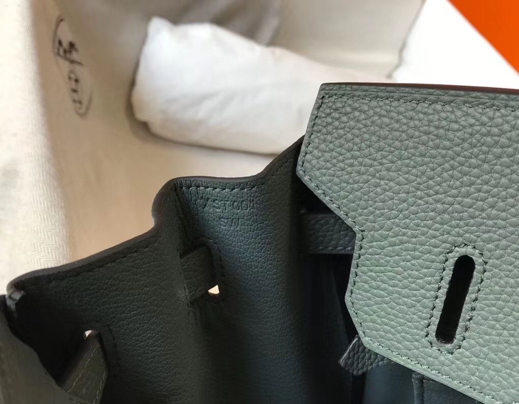 Hermes Birkin 30cm Bag In Vert Amande Clemence Leather GHW - Image 7