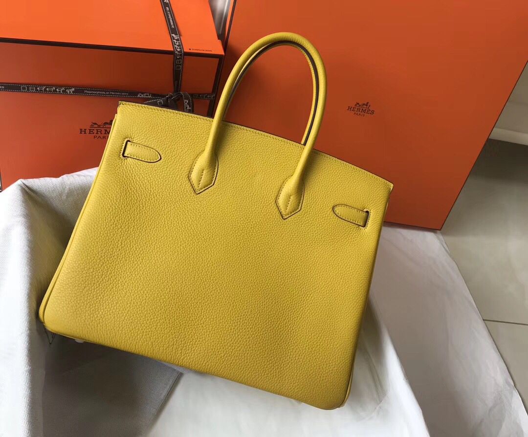 Hermes Birkin 35cm Bag In Yellow Clemence Leather GHW - Image 3