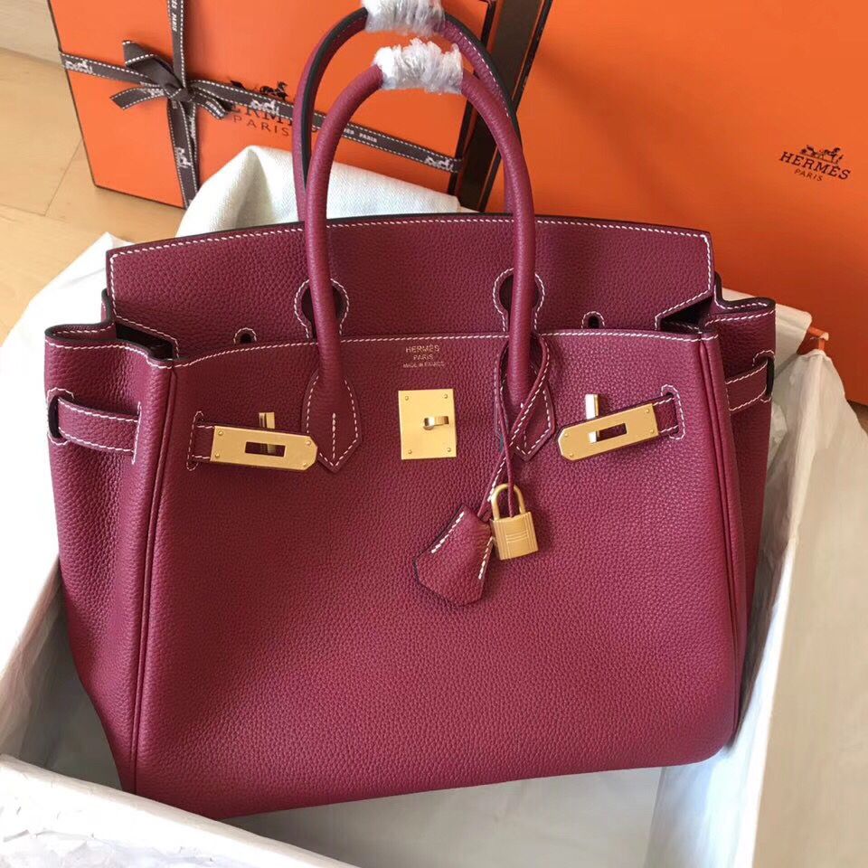 Hermes Birkin 30 Handmade Bag In Ruby Clemence Leather - Image 3