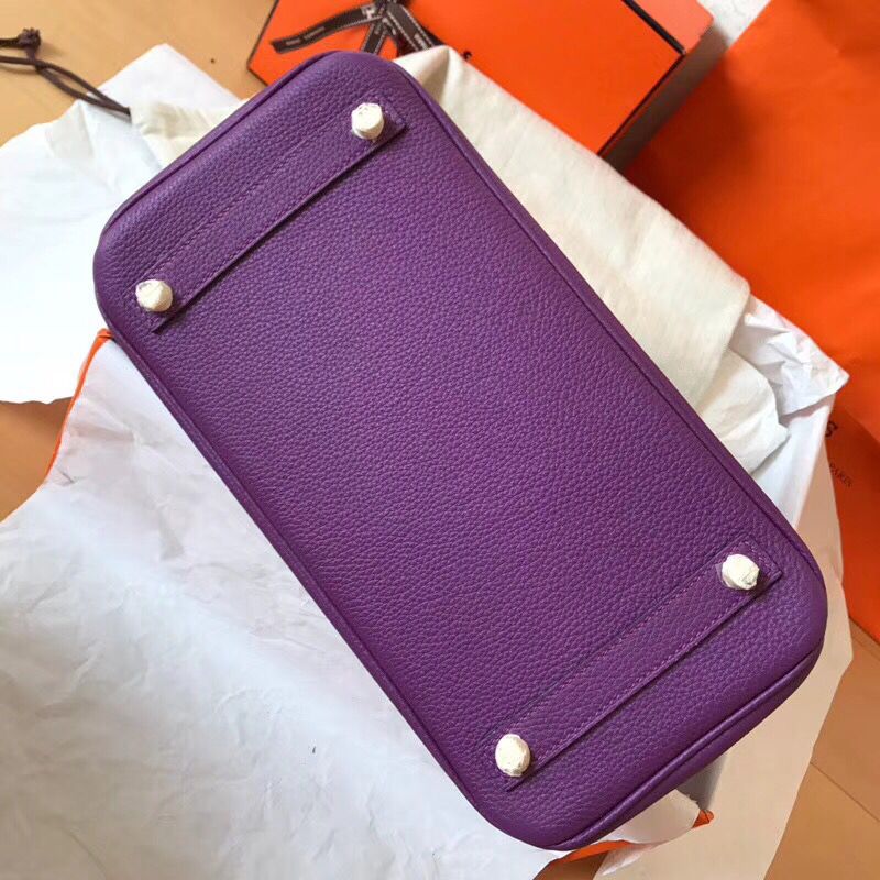 Hermes Birkin 30 Handmade Bag In Ultraviolet Clemence Leather - Image 7