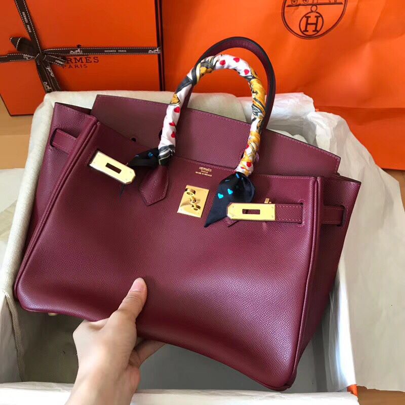 Hermes Birkin 30 Handmade Bag In Bordeaux Epsom Leather - Image 9
