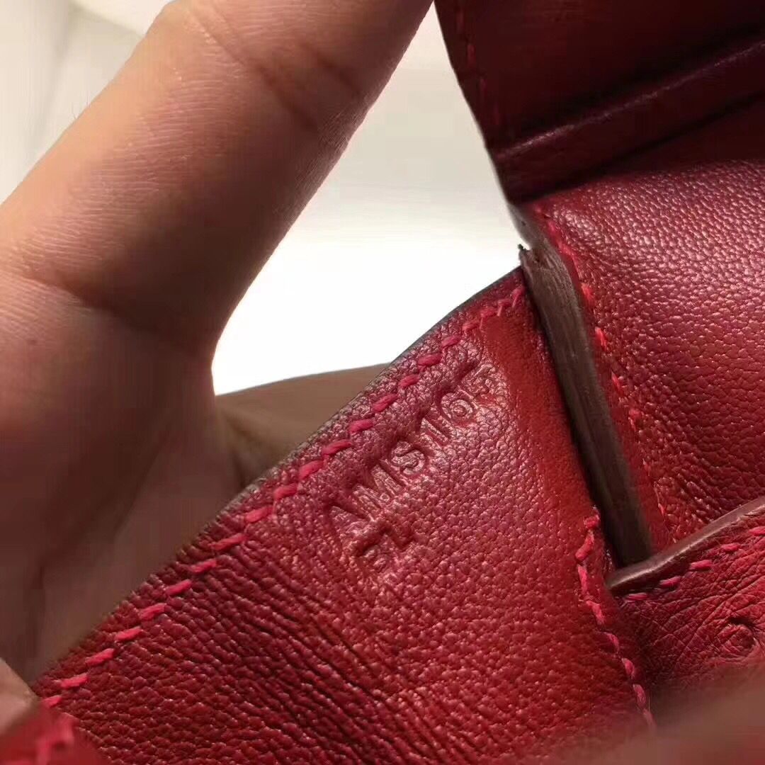 Hermes Birkin 30 Handmade Bag In Ruby Ostrich Skin - Image 9
