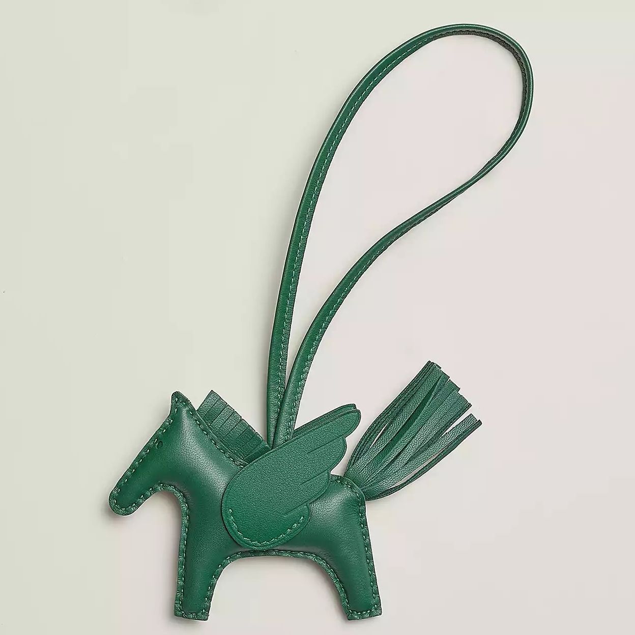 Hermes Rodeo Pegase PM Bag Charm in Green Lambskin