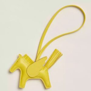 Hermes Rodeo Pegase PM Bag Charm in Lime Lambskin