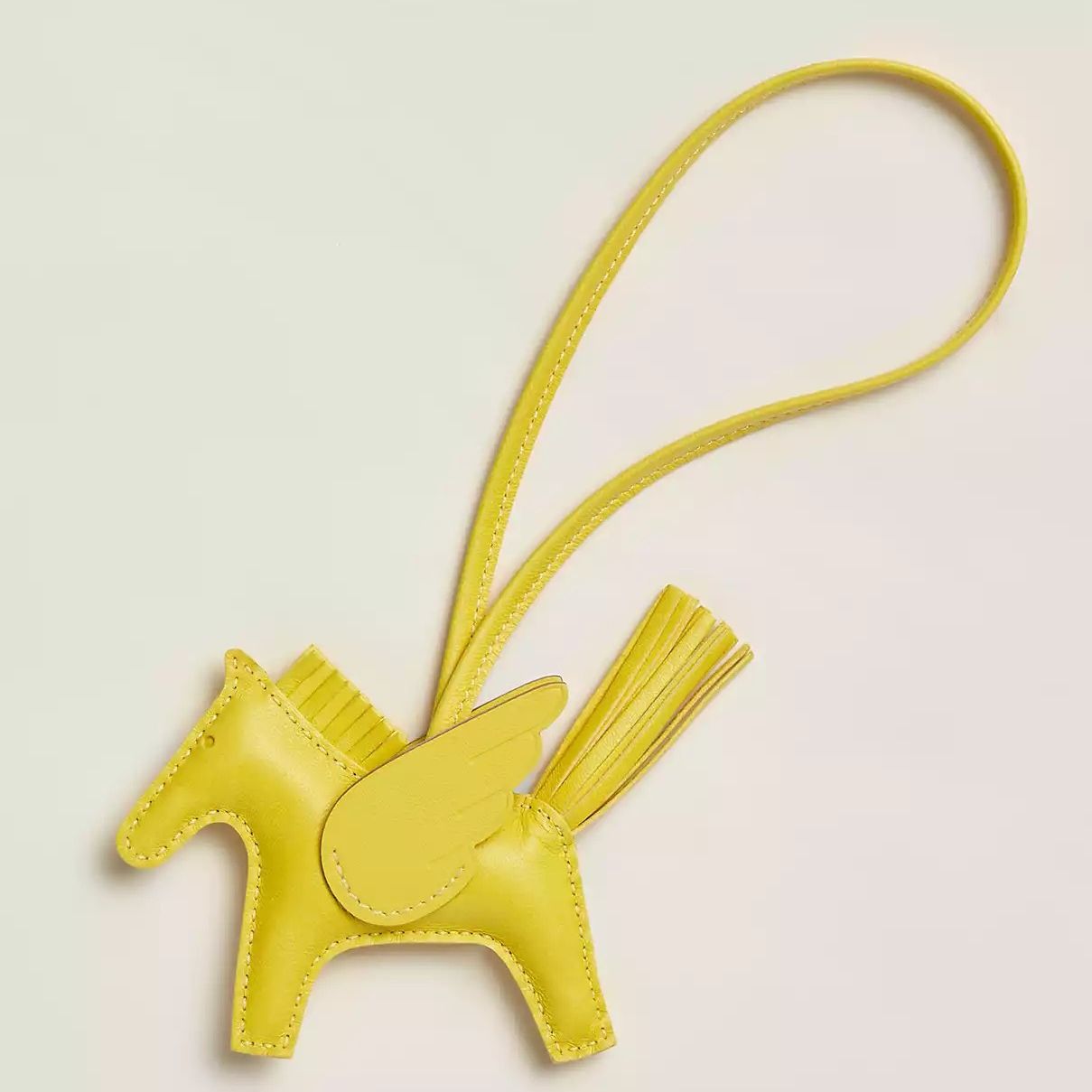 Hermes Rodeo Pegase PM Bag Charm in Lime Lambskin