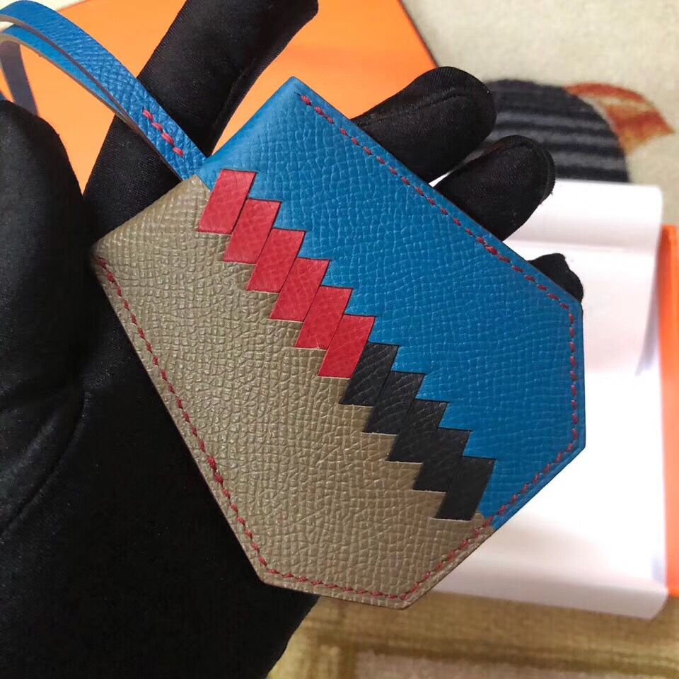 Hermes Clochette Cles Grand Tressage Charm In Taupe/Blue - Image 3