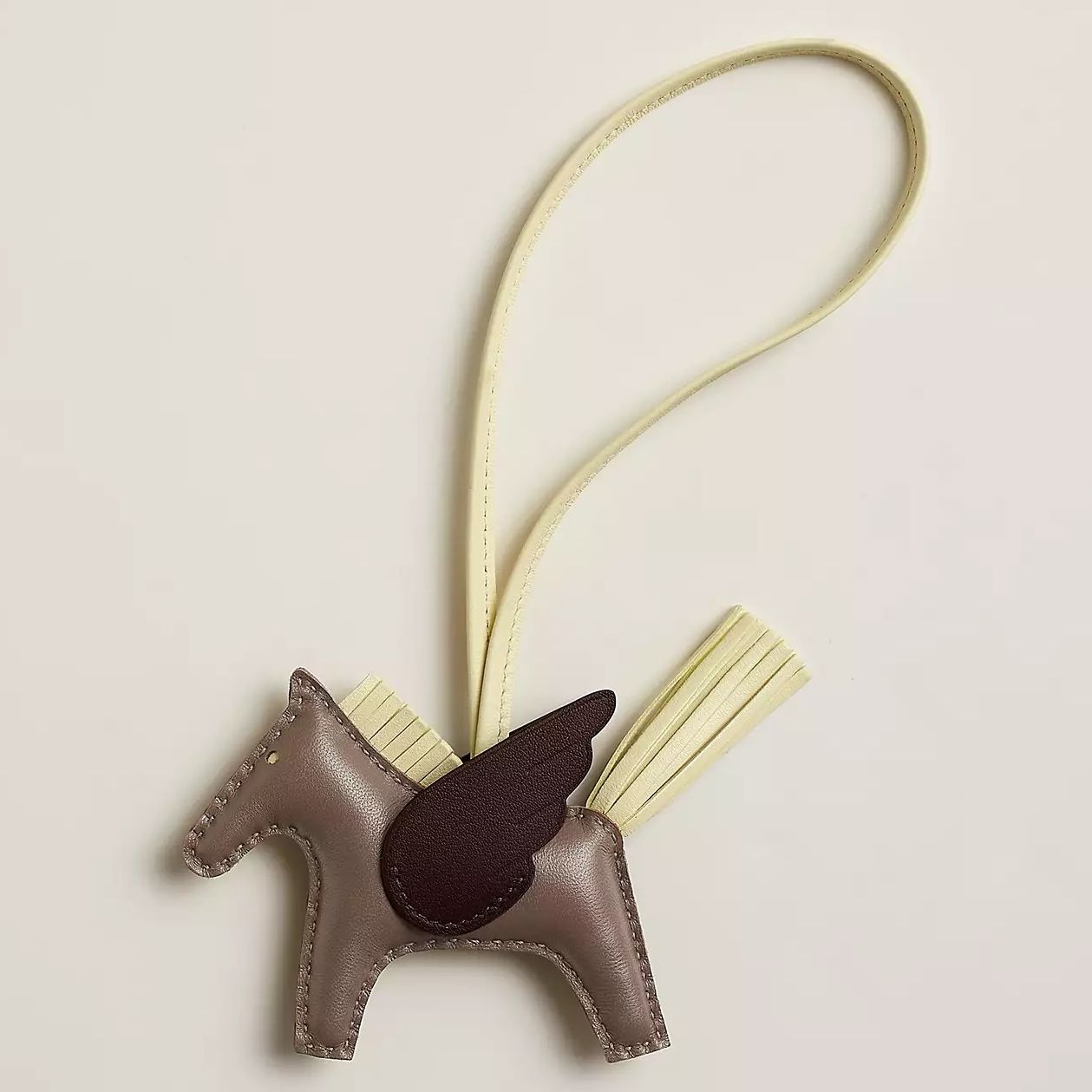 Hermes Rodeo Pegase PM Bag Charm in Taupe/Jaune Milton/Rouge Sellier Lambskin