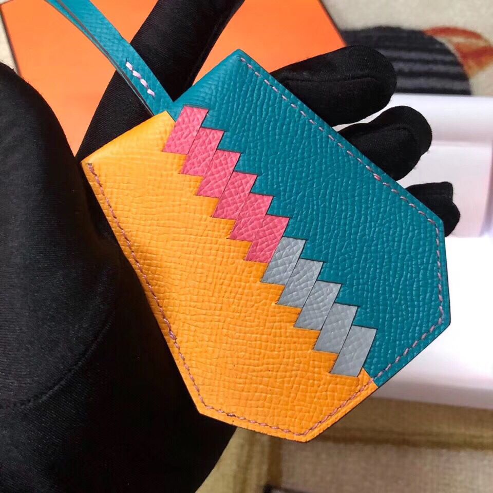 Hermes Clochette Cles Grand Tressage Charm In Yellow/Turquoise - Image 3