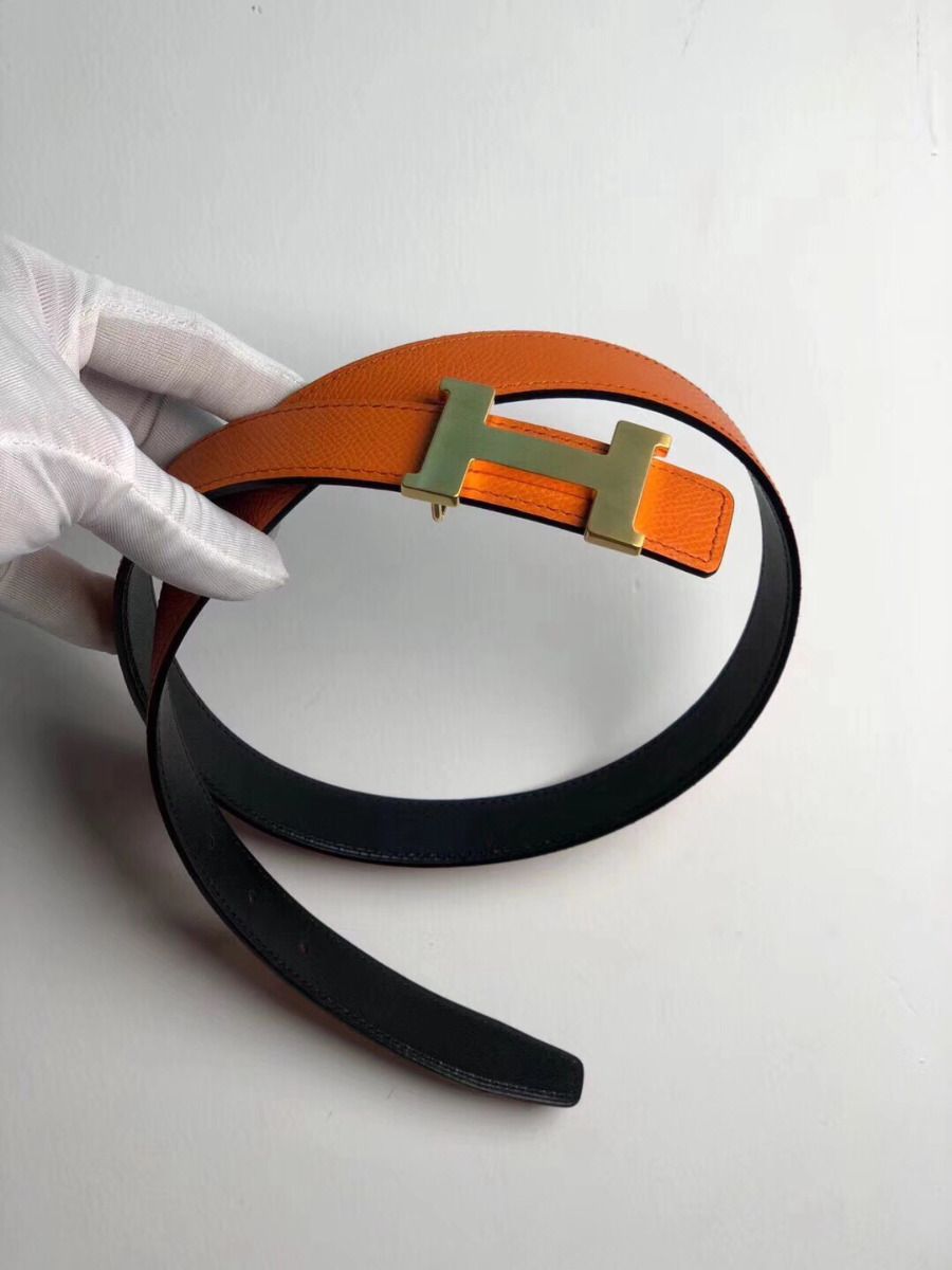 Hermes Mini Constance 24mm Reversible Belt Black/Orange - Image 4