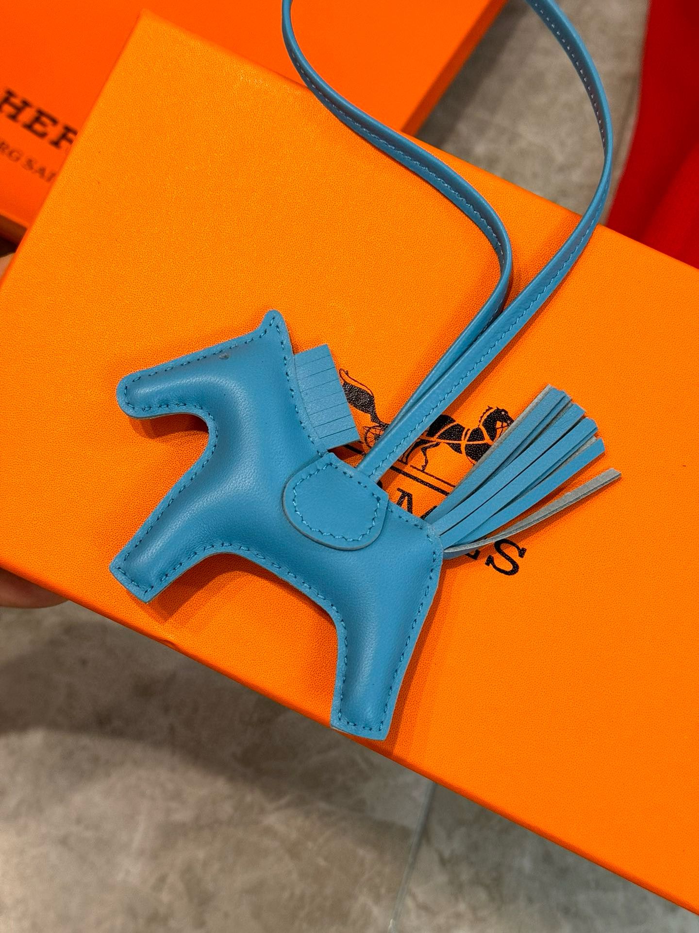 Hermes Rodeo PM Bag Charm in Blue Azteque Lambskin - Image 4