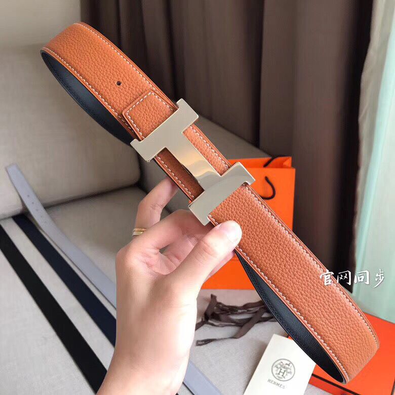 Hermes Constance Belt Buckle & Brown Clemence 38 MM Strap - Image 3