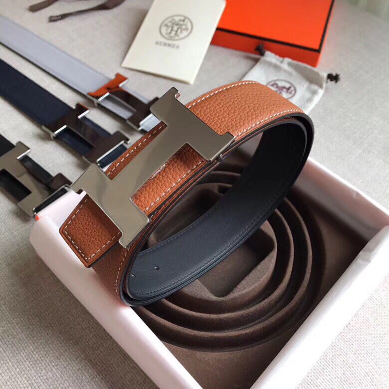 Hermes Constance Belt Buckle & Brown Clemence 38 MM Strap - Image 8
