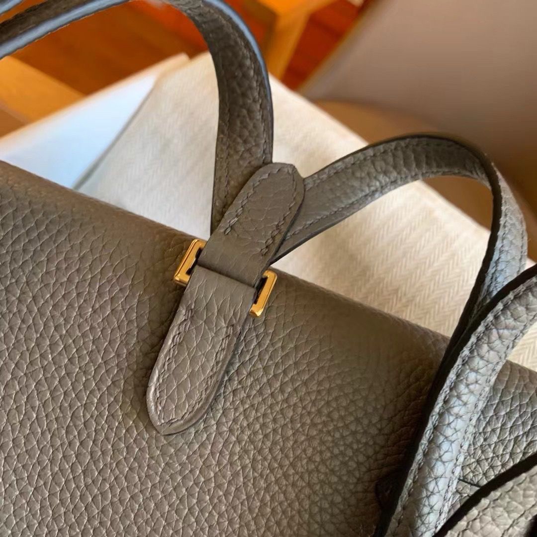 Hermes Kelly Ado Backpack in Etain Clemence Leather - Image 6