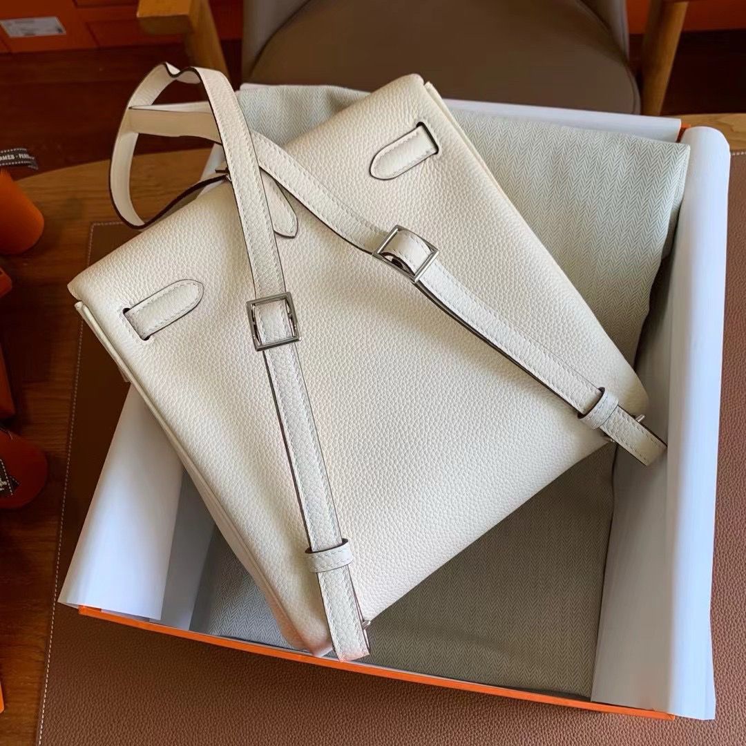 Hermes Kelly Ado Backpack in Nata Clemence Leather - Image 4