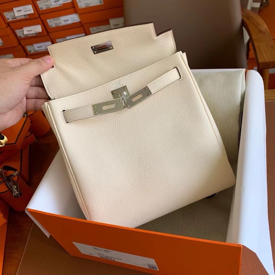 Hermes Kelly Ado Backpack in Nata Clemence Leather - Image 7