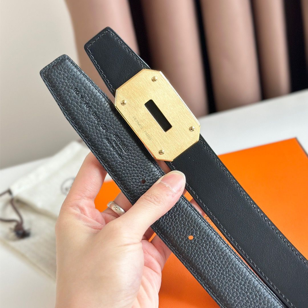 Hermes Neo Reversible Belt 32MM in Black Clemence Leather - Image 6