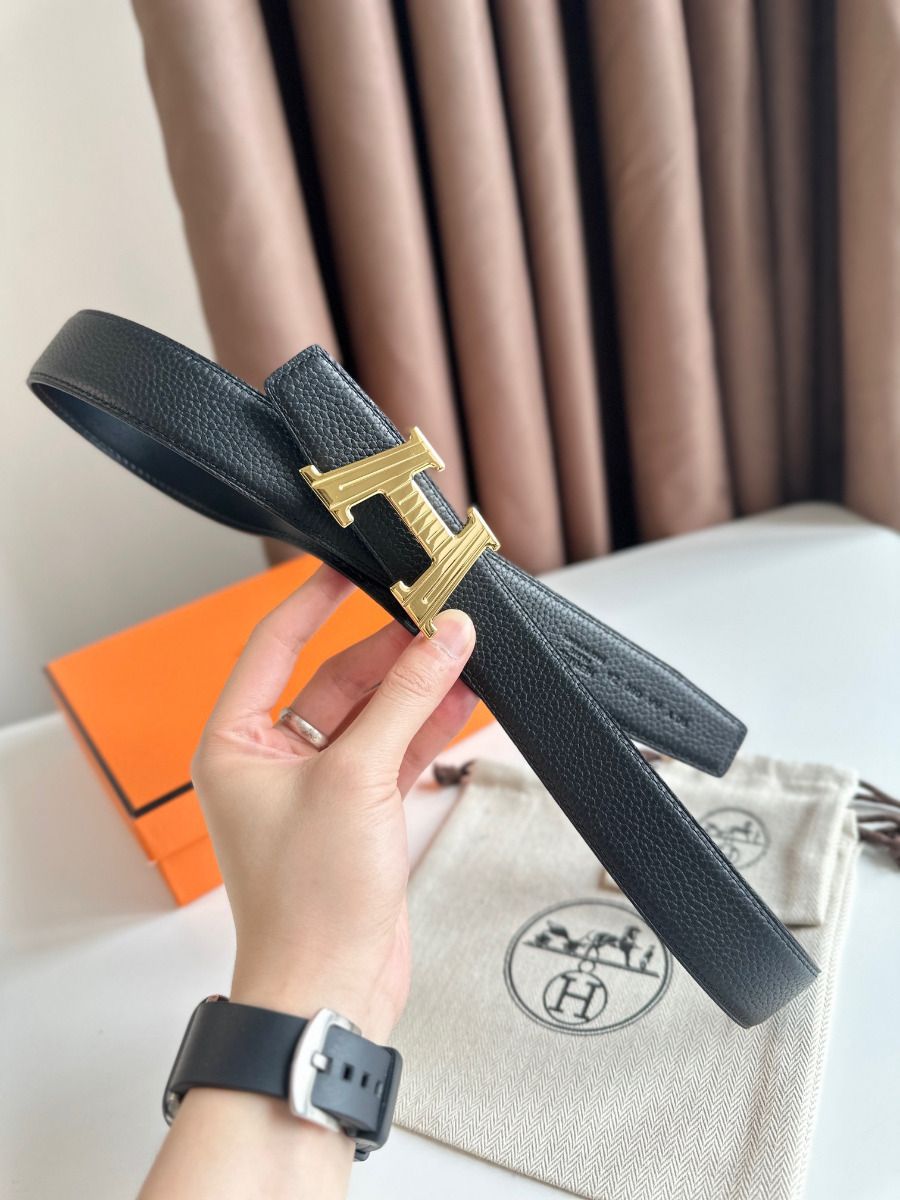 Hermes H Take Off Reversible Belt 32MM in Black Clemence Leather - Image 3