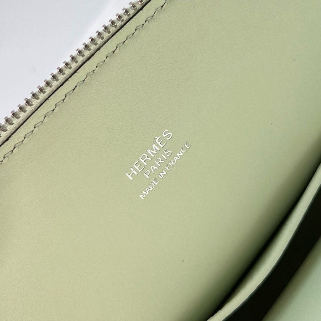 Hermes Bolide 1923 Mini Handmade Bag In Vert Fizz Chevre Mysore Leather - Image 9