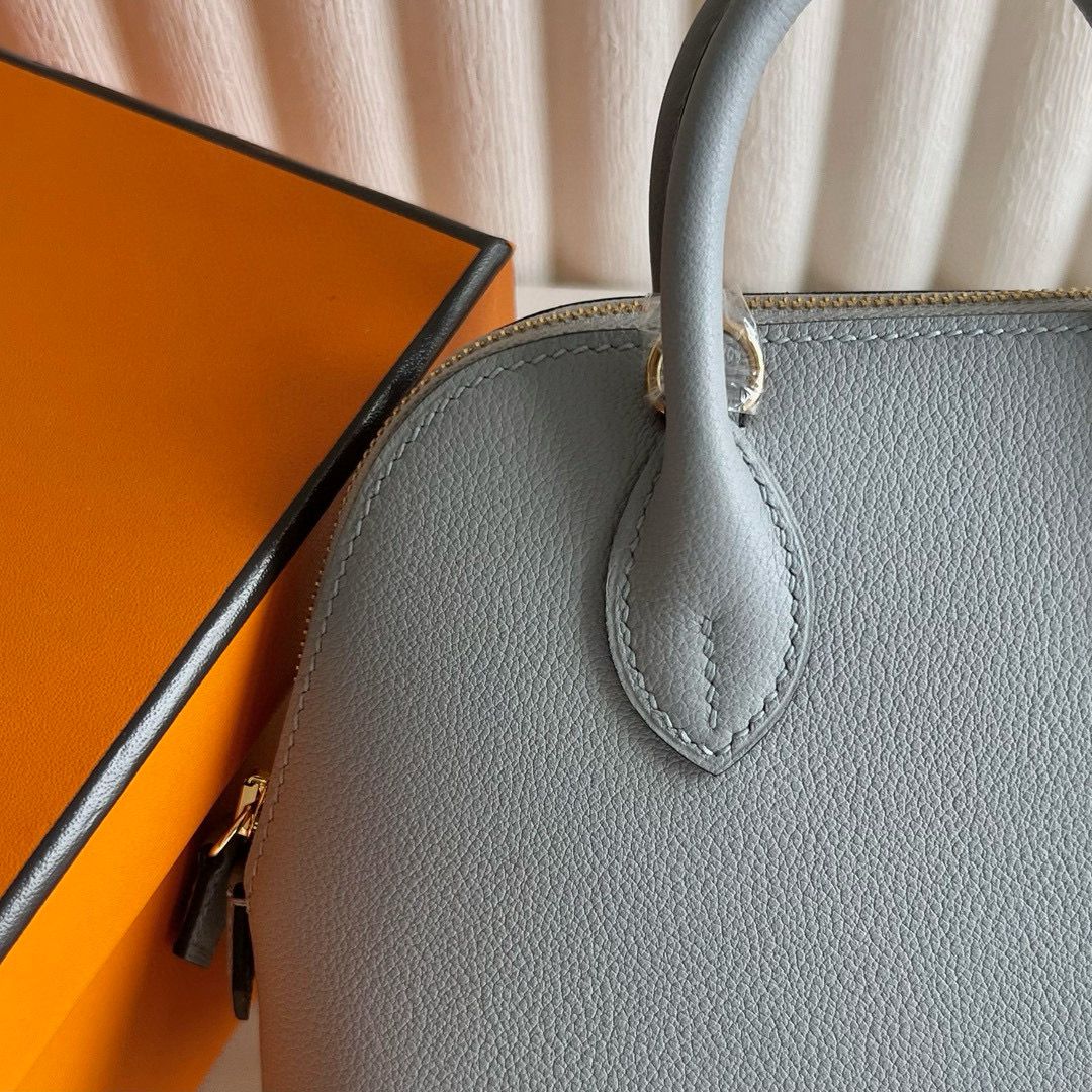 Hermes Bolide 1923 Mini Handmade Bag in Blue Glacier Evercolor Calfskin - Image 3