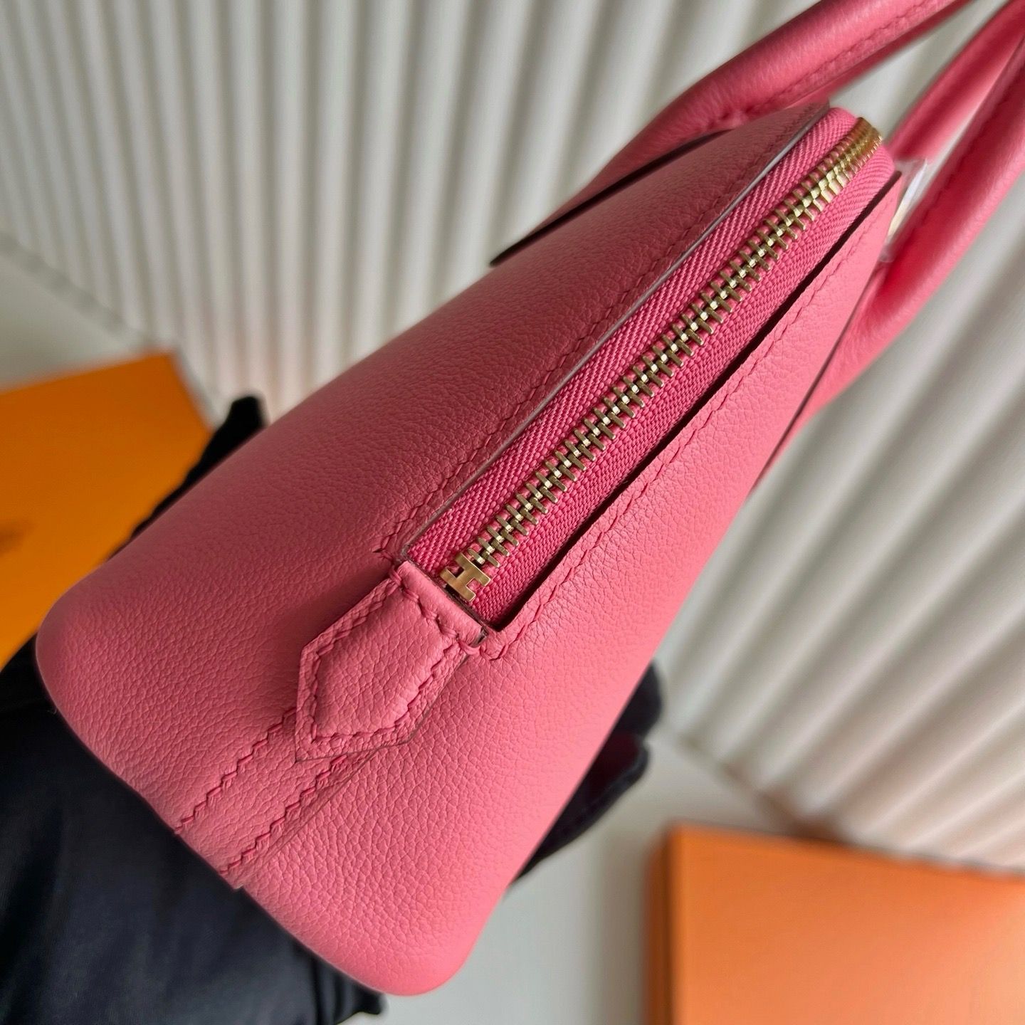 Hermes Bolide 1923 Mini Handmade Bag in Rose Azalee Evercolor Calfskin - Image 9