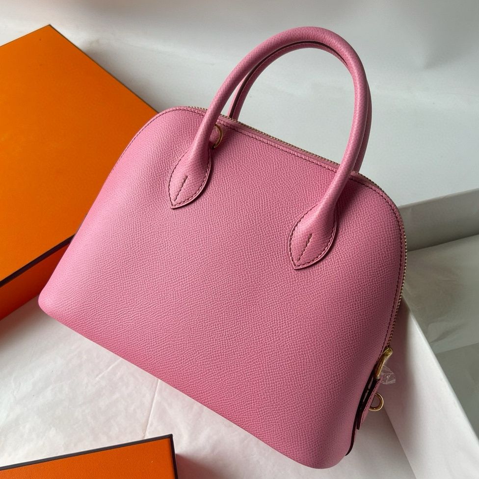 Hermes Bolide 1923 25 Handmade Bag in Rose Sakura Epsom Calfskin - Image 9