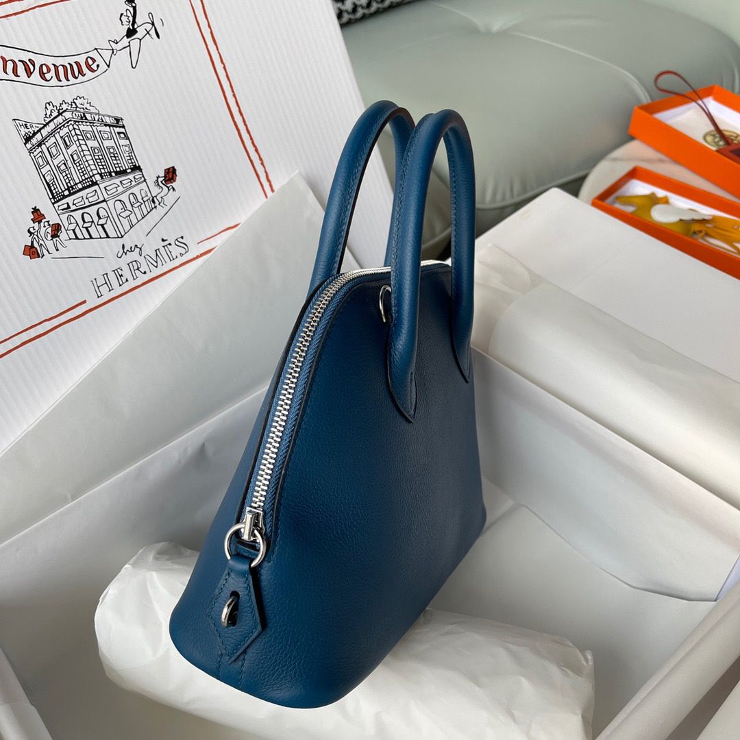 Hermes Bolide 1923 25 Handmade Bag In Deep Blue Evercolor Calfskin - Image 6