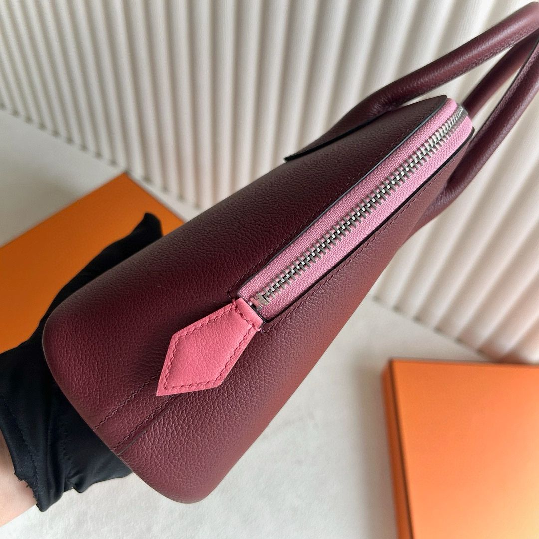 Hermes Bolide 1923 25 Handmade Bag in Rouge H Evercolor Calfskin - Image 5