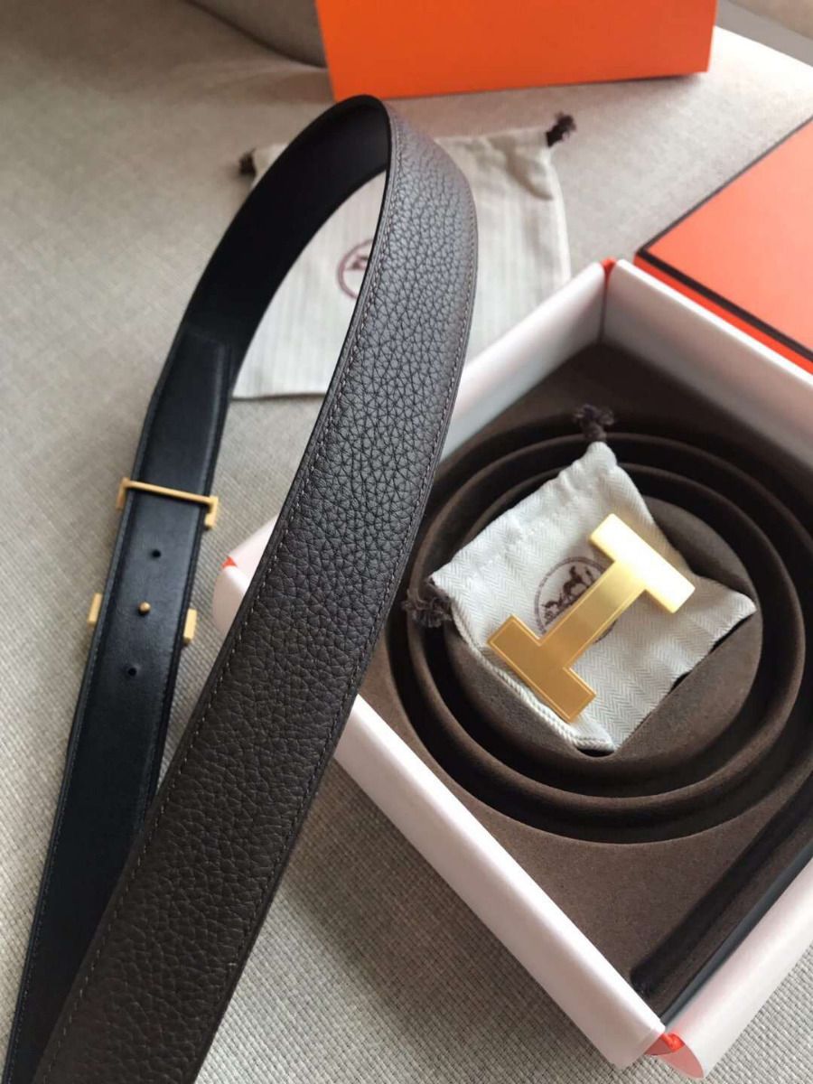 Hermes Quizz 32mm Reversible Belt In Cafe Clemence Leather - Image 6