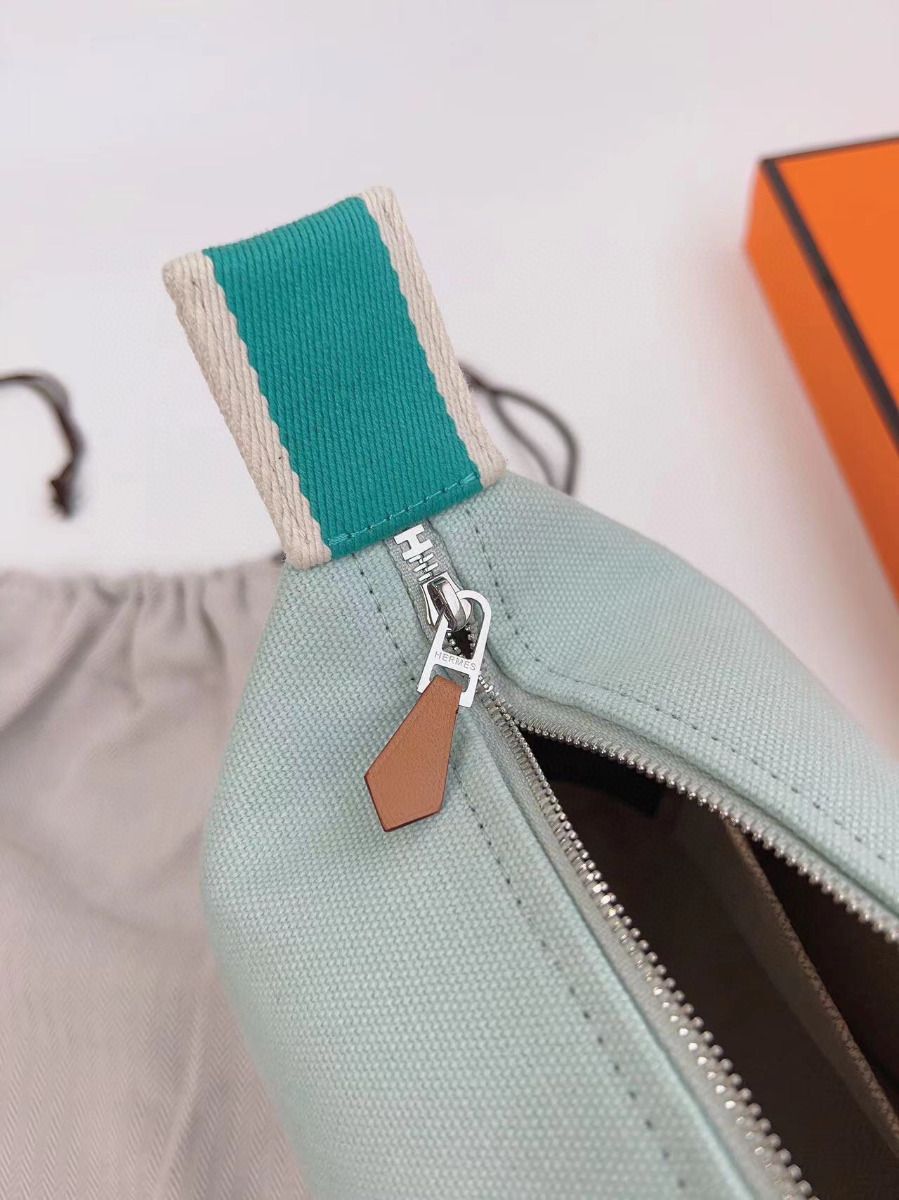 Hermes Bride-a-Brac Large Case in Light Green Canvas - Image 8