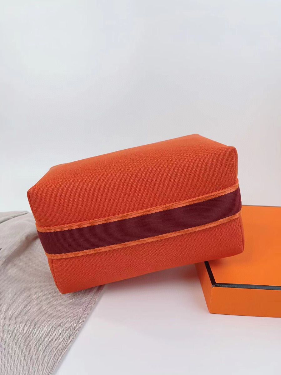 Hermes Bride-a-Brac Large Case in Orange Canvas - Image 4
