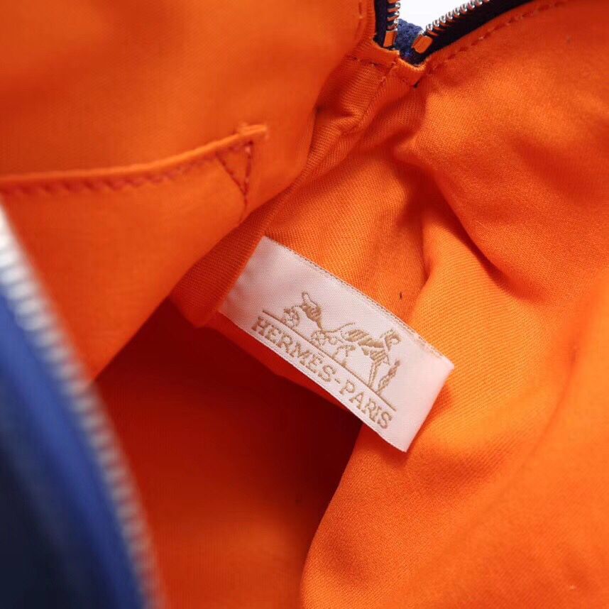 Hermes Medium Bolide Travel Case In Blue Electric Cotton - Image 6