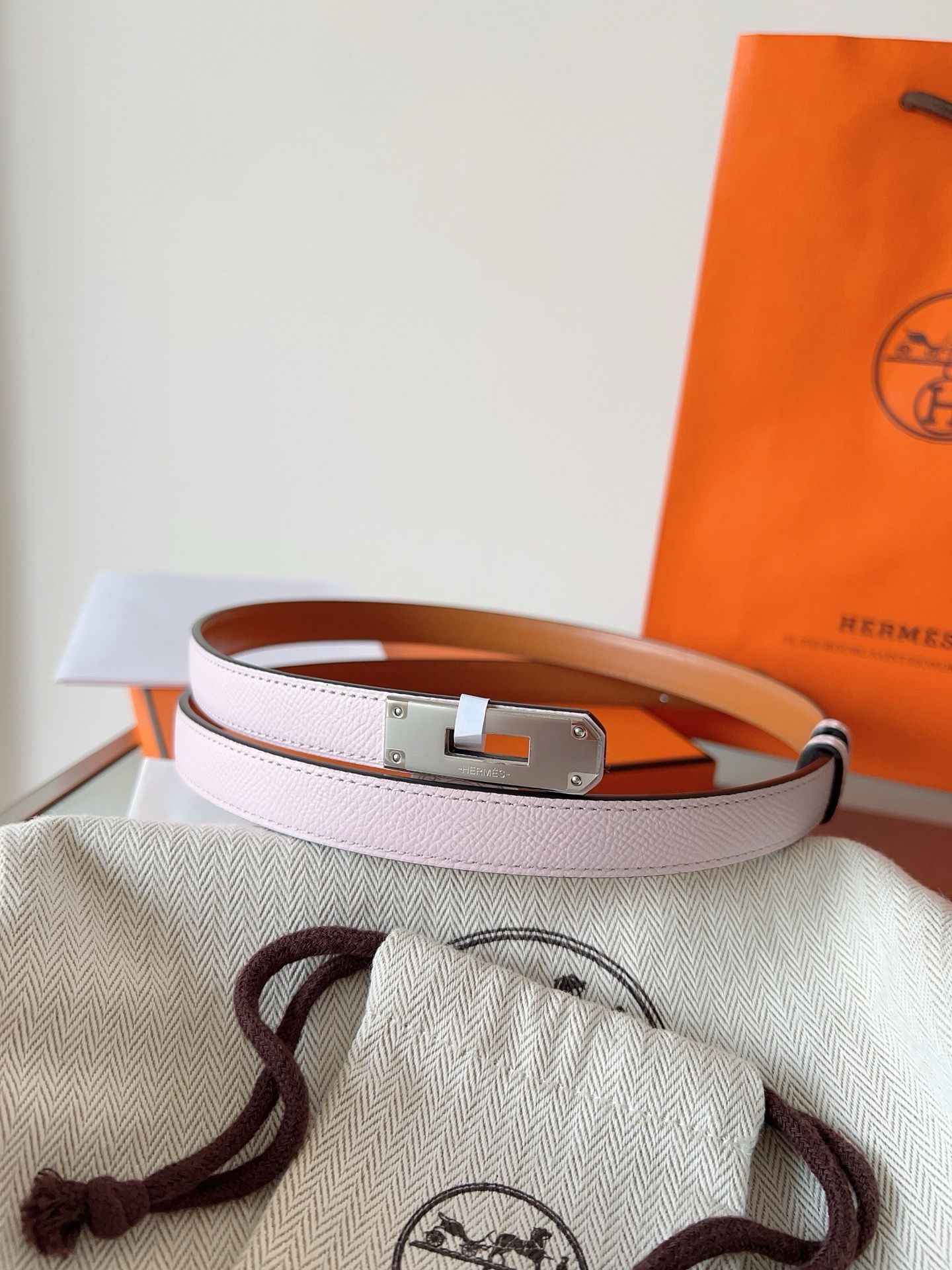 Hermes Kelly 18 Belt in Maupe Pale Epsom Leather - Image 5