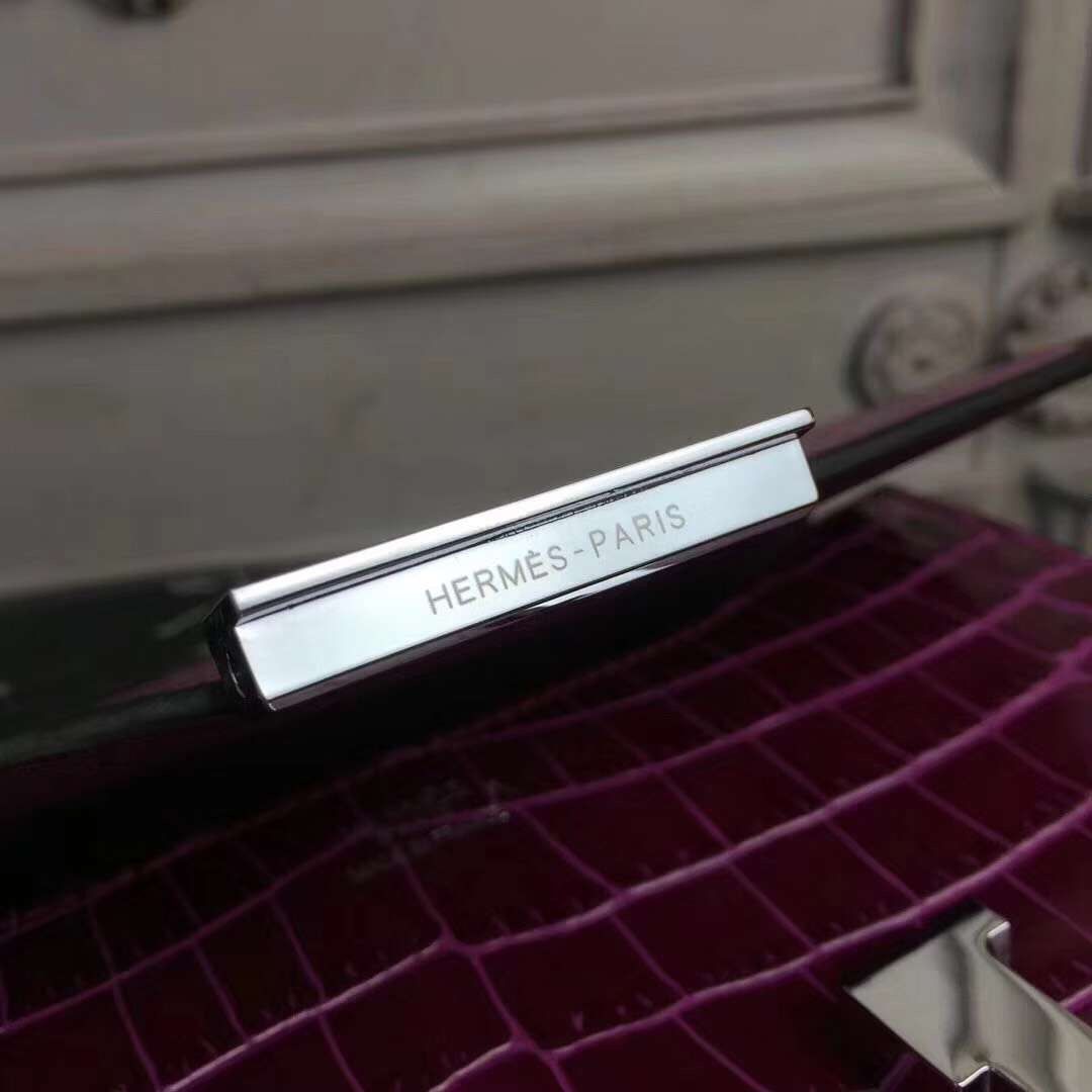 Hermes Fuchsia Constance MM 24cm Crocodile Bag - Image 6