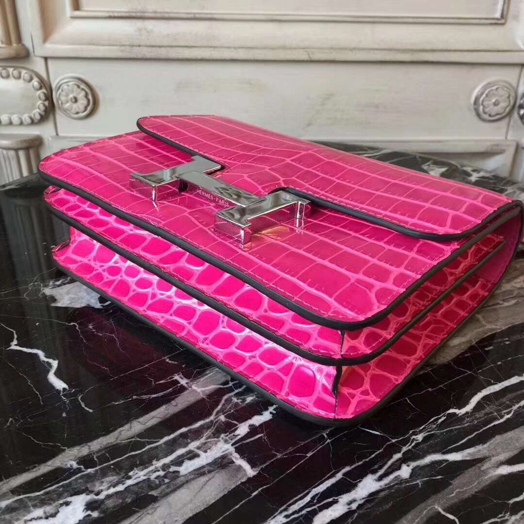 Hermes Rose Red Constance MM 24cm Crocodile Bag - Image 4