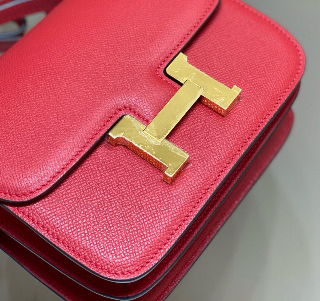 Hermes Red Constance MM 24cm Epsom Leather Bag - Image 9
