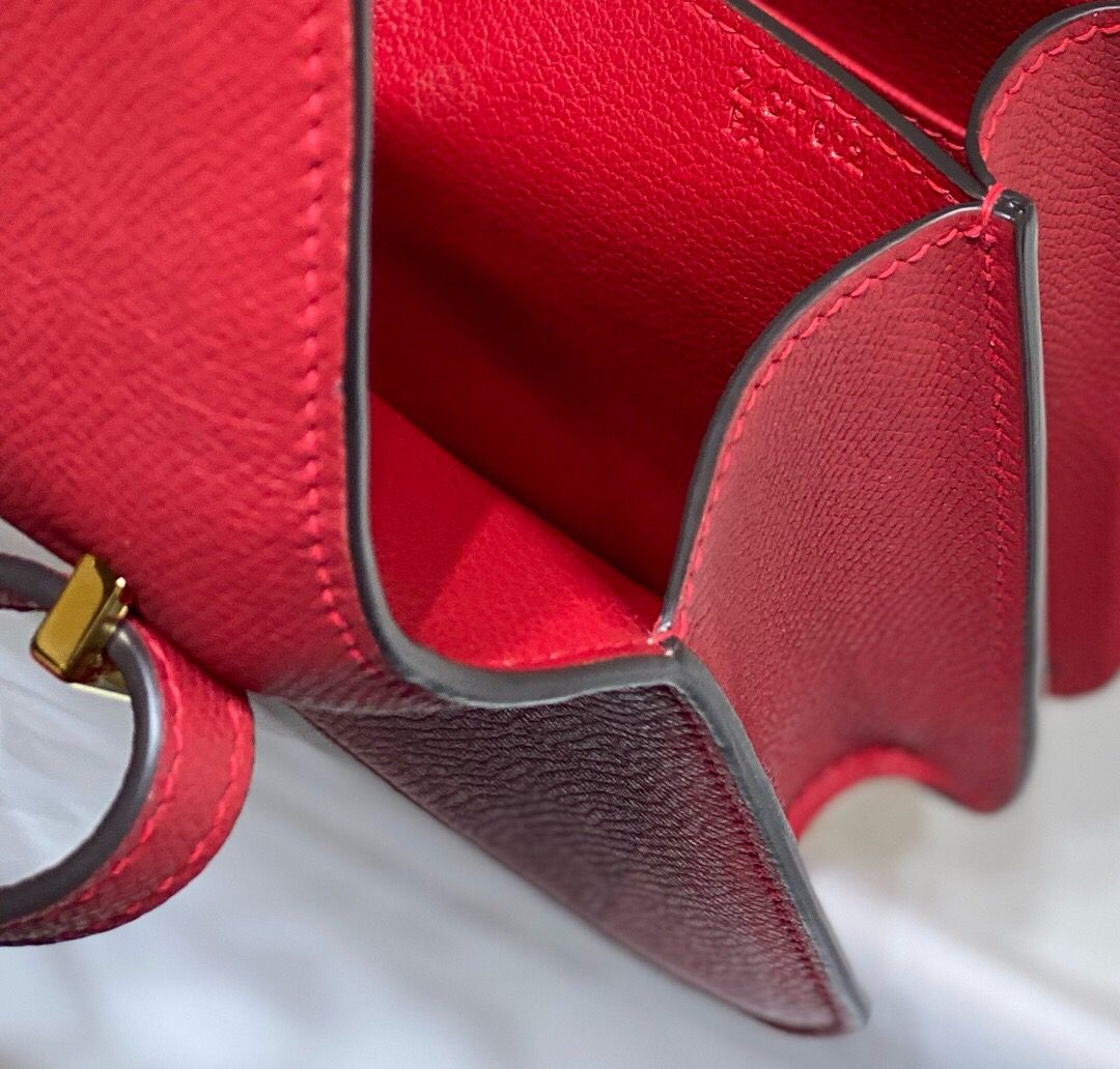 Hermes Red Constance MM 24cm Epsom Leather Bag - Image 10