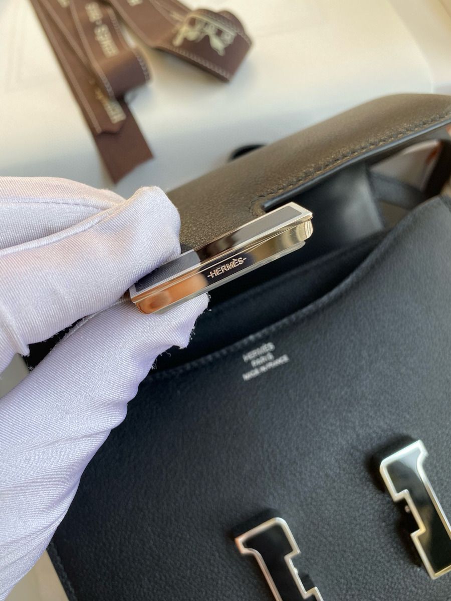 Hermes Constance Enamel 18 Handmade Bag In Black Swift Calfskin - Image 9