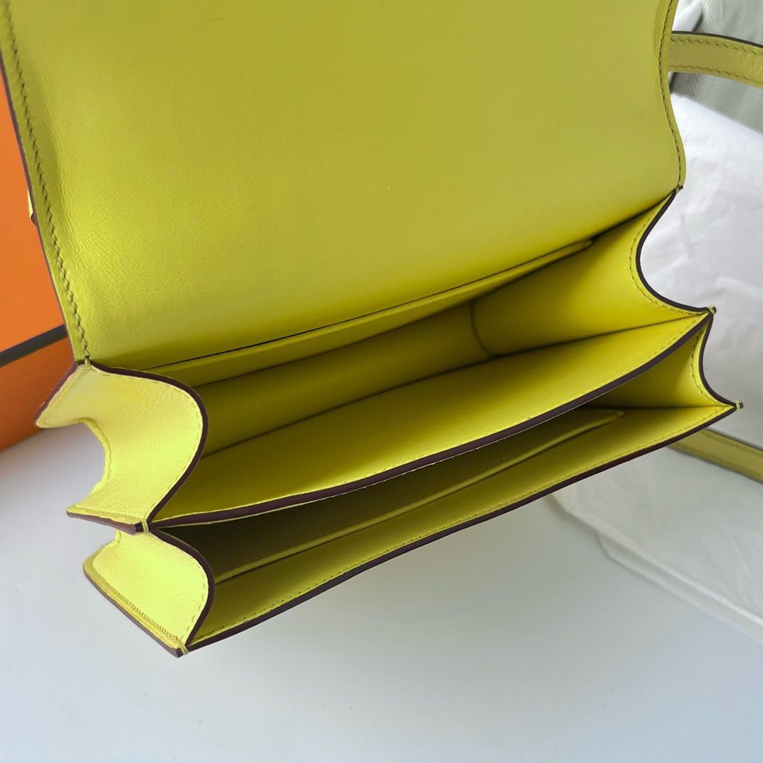 Hermes Constance 18 Handmade Bag In Lime Evercolor Calfskin - Image 8