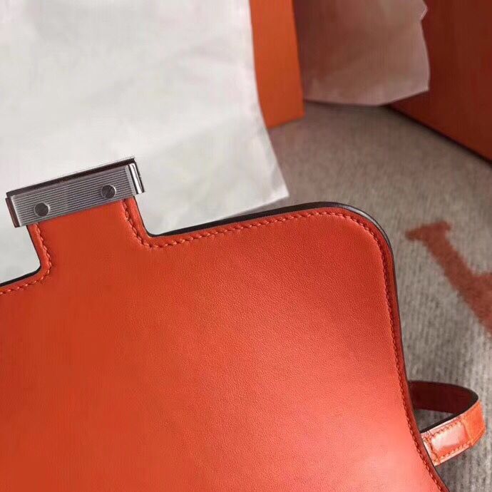 Hermes Constance 24 Handmade Bag In Orange Niloticus Crocodile - Image 7