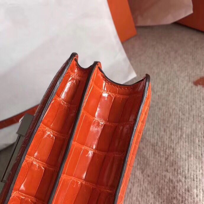 Hermes Constance 24 Handmade Bag In Orange Niloticus Crocodile - Image 9