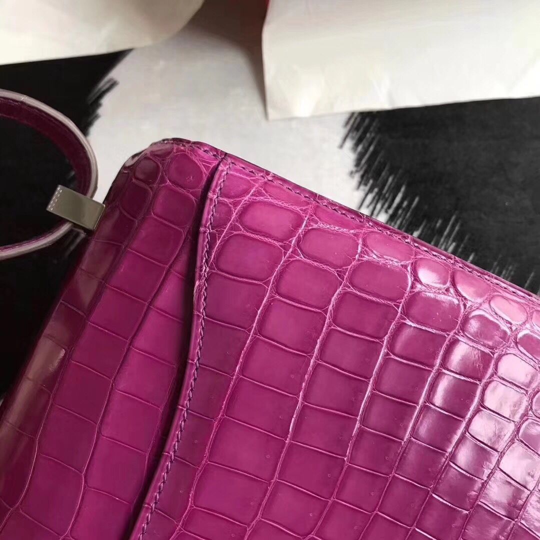 Hermes Constance 24 Bag In Rose Scheherazade Niloticus Crocodile - Image 7