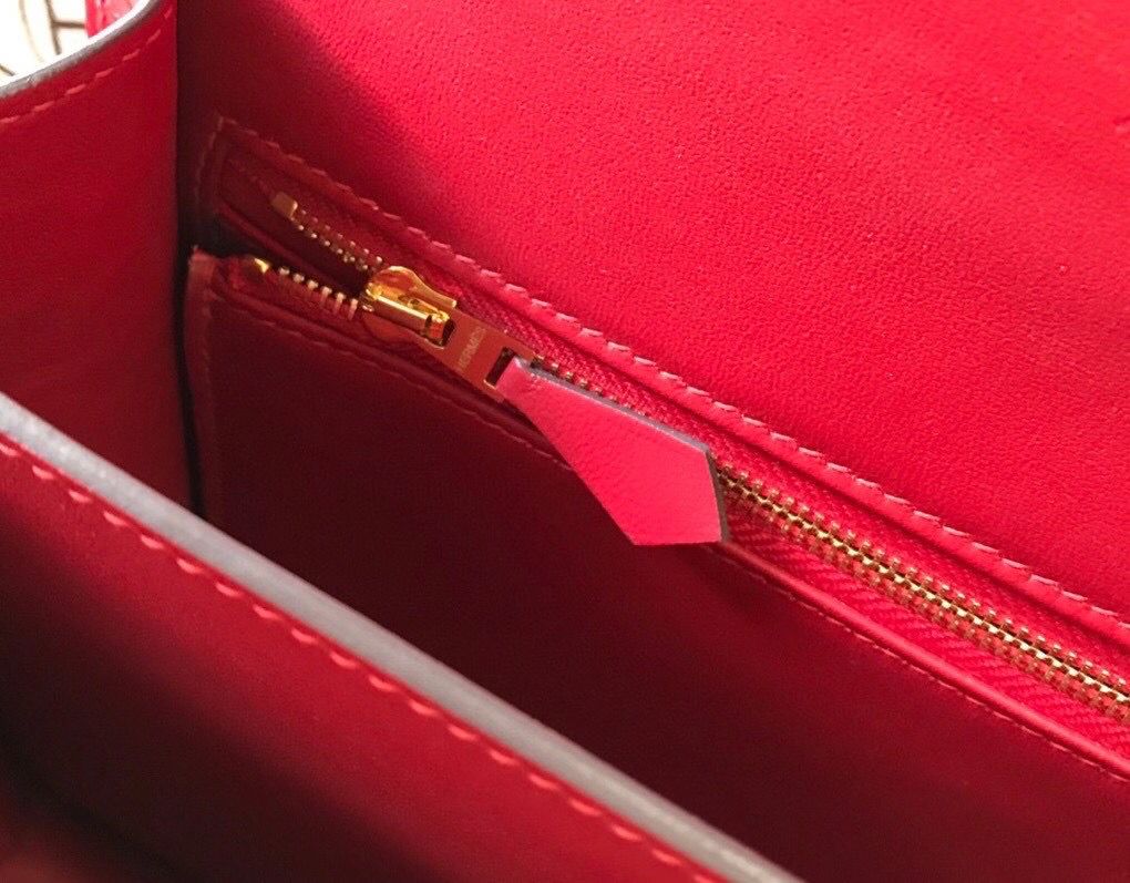 Hermes Constance 24cm Bag In Red Embossed Crocodile - Image 8
