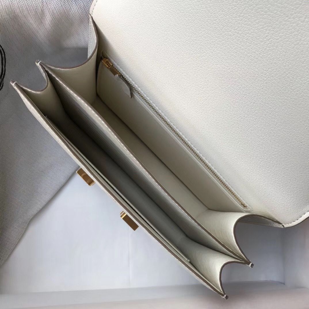 Hermes Constance 24cm Bag In White Embossed Crocodile - Image 9