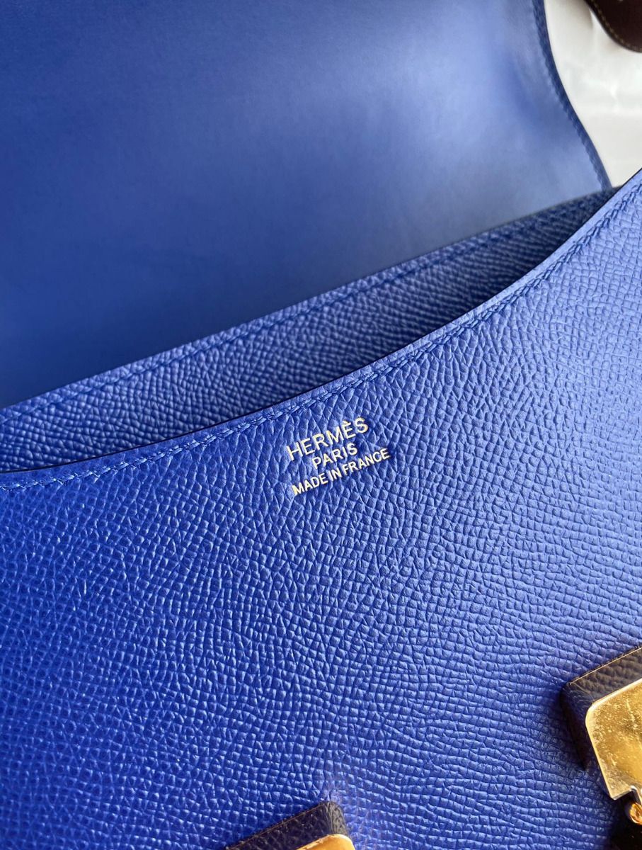 Hermes Constance 24 Handmade Bag In Blue Electric Epsom Calfskin - Image 7