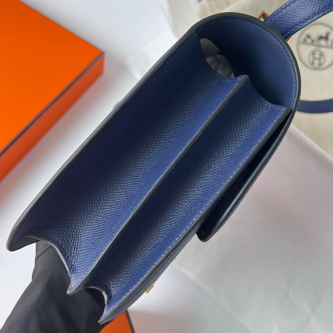 Hermes Constance 24 Handmade Bag In Blue Saphir Epsom Calfskin - Image 5