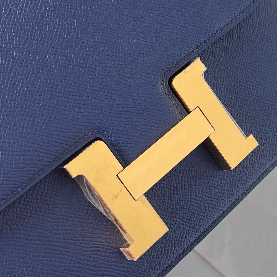 Hermes Constance 24 Handmade Bag In Blue Saphir Epsom Calfskin - Image 7