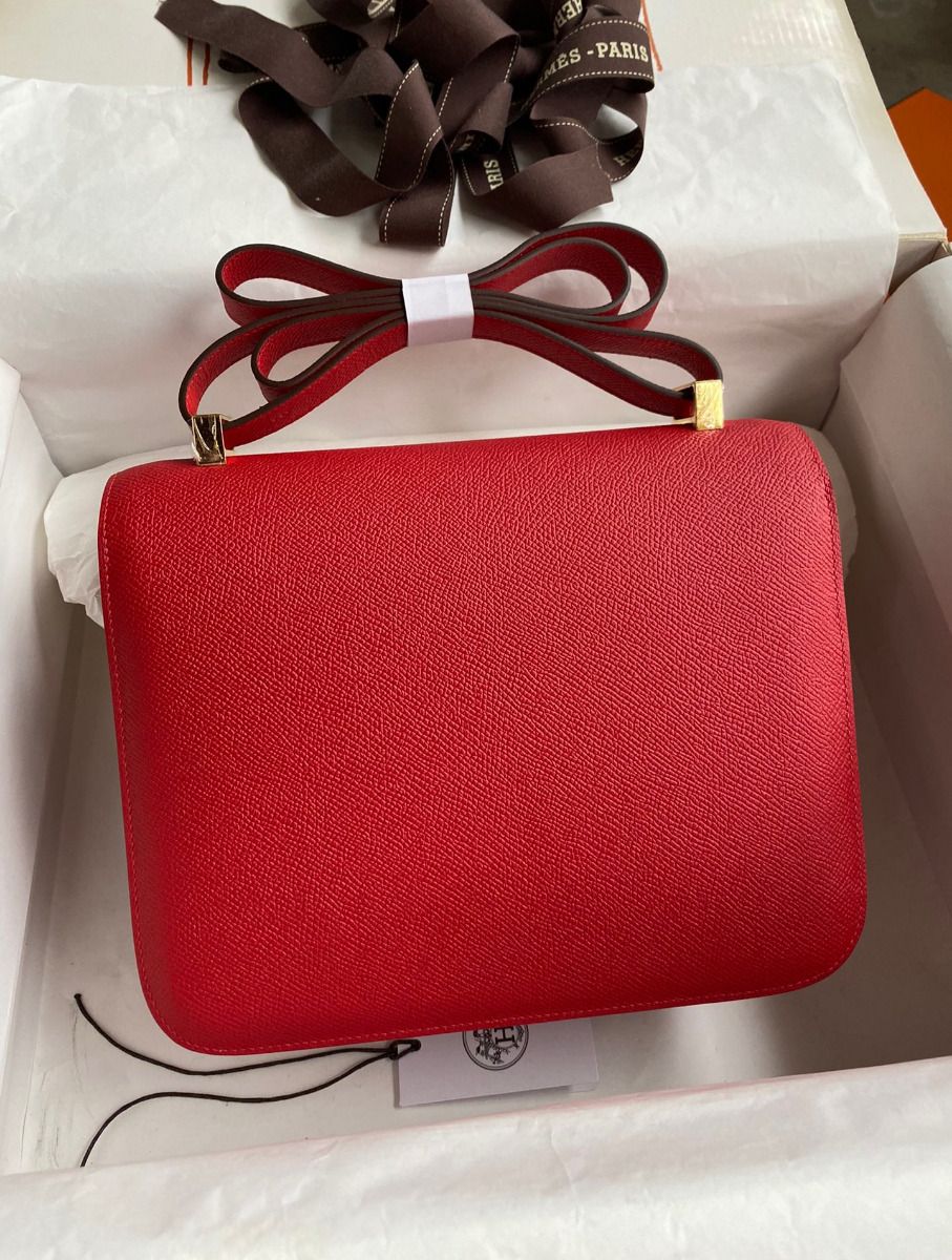 Hermes Constance 24 Handmade Bag In Red Epsom Calfskin - Image 3