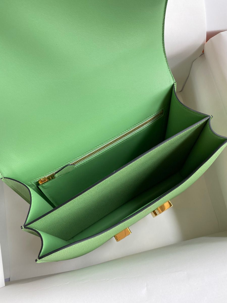 Hermes Constance 24 Handmade Bag In Vert Criquet Epsom Calfskin - Image 8
