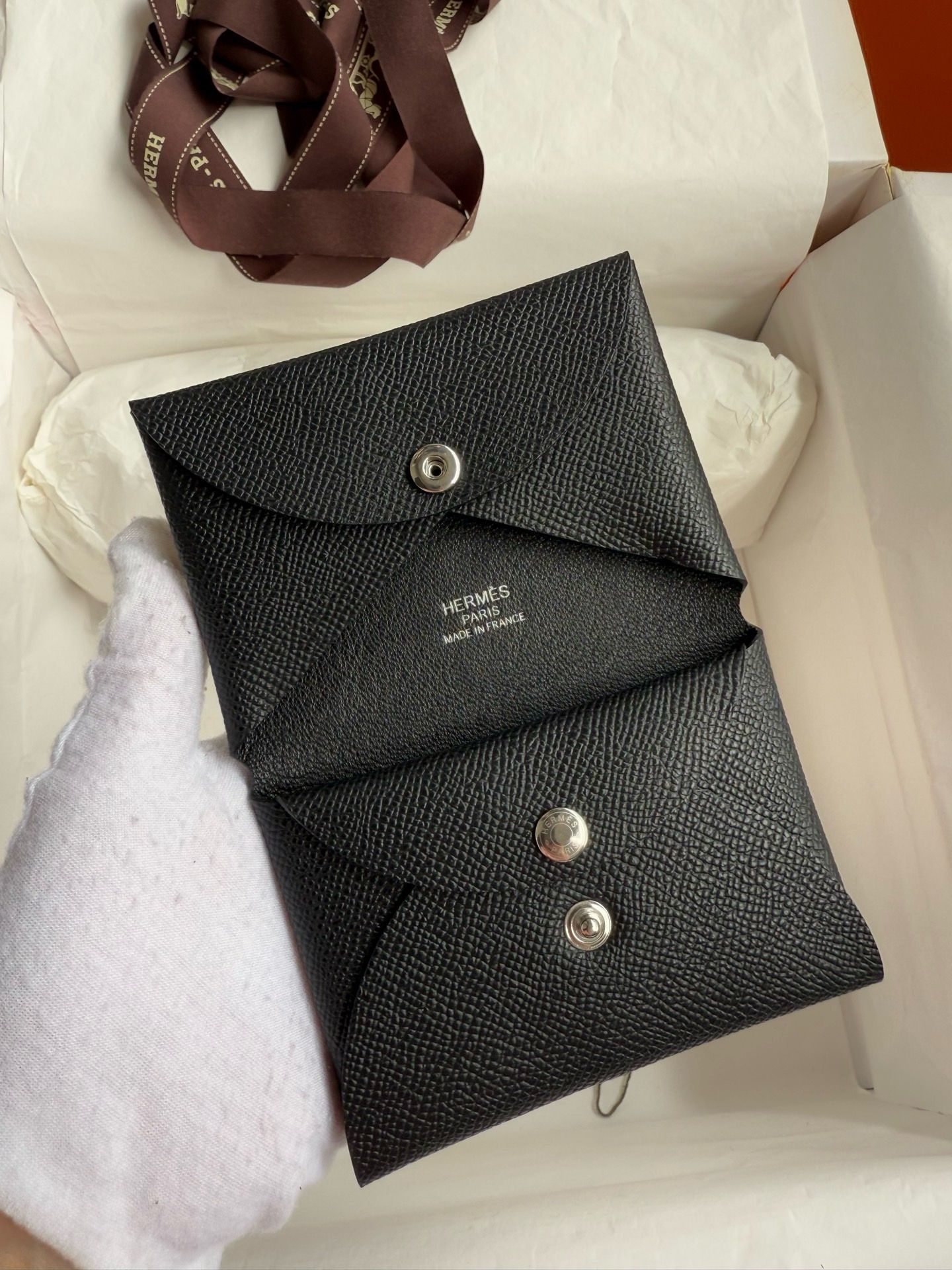 Hermes Calvi Duo Card Holder in Black Epsom Calfskin - Image 3