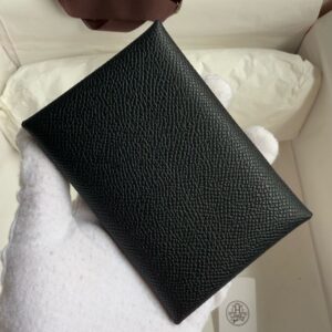 Hermes Calvi Duo Card Holder in Black Epsom Calfskin